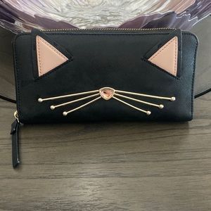 Kate Spade Cat Wallet Black and Pink